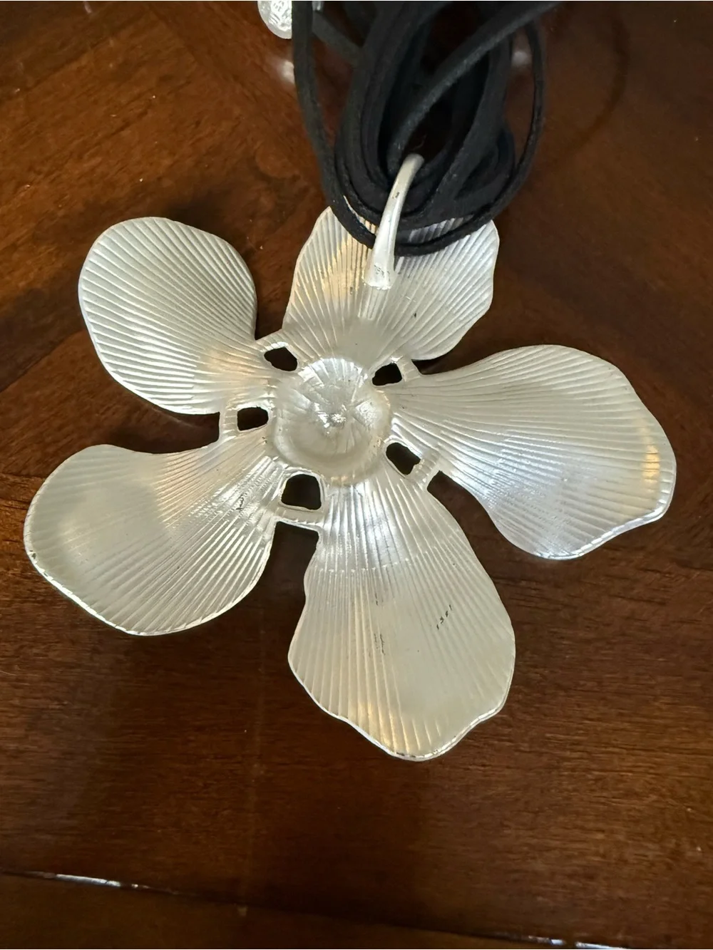 Silver Flower Pendant Necklace - Women